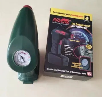 Portable black car tyre electric pump with power cable for emergency tyre inflation