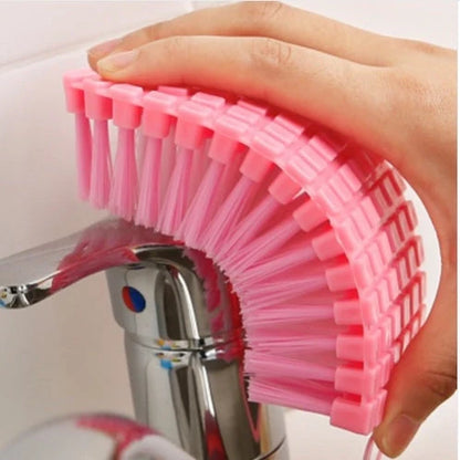 Flexible cleaning brush with durable bristles for kitchen and bathroom use