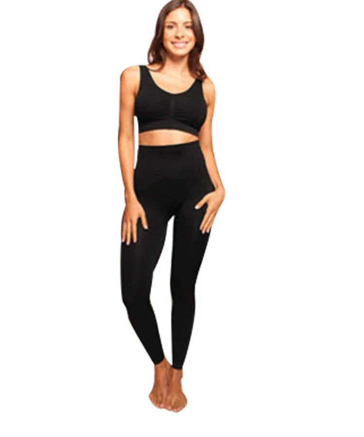 High waist seamless body shaping cropped pants in black for instant slimming effect
