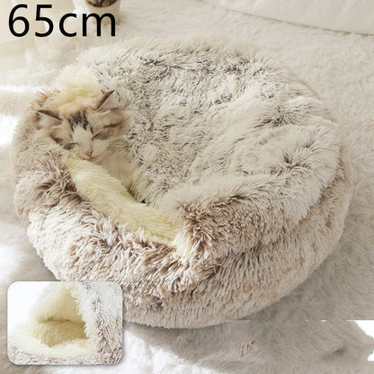 Warm plush pet bed for cats and dogs in various colours and sizes