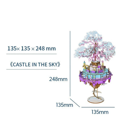 DIY 3D Kitty Ballet Wooden Puzzle Game with moveable music box, perfect for creative assembly and decoration