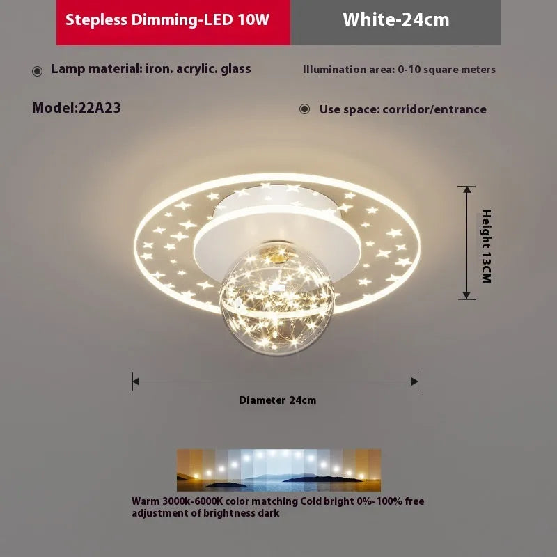 Modern LED ceiling lamp for corridors in gold, black or white finish with adjustable colour temperature