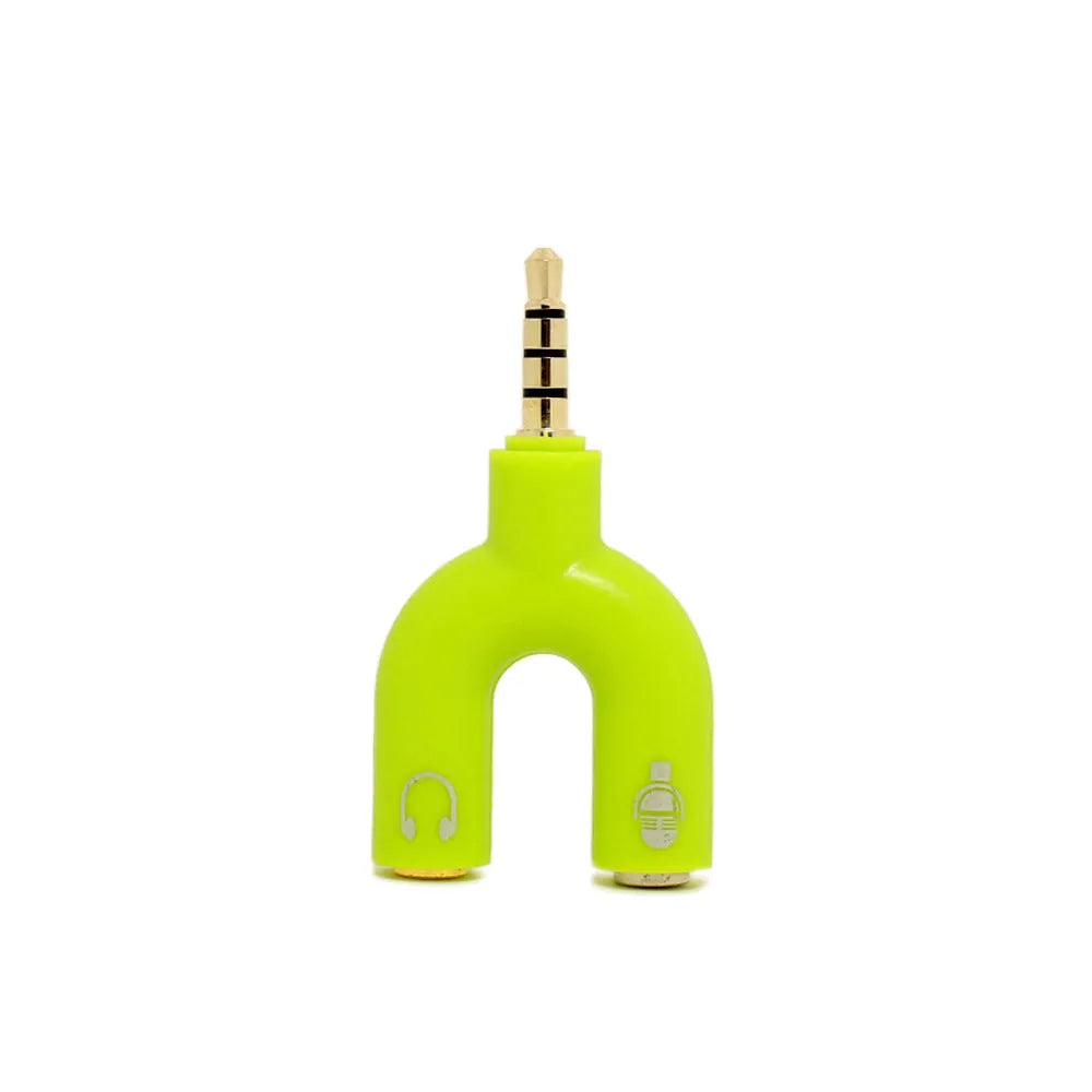3.5mm headphone splitter adapter in six colours with gold-plated connections