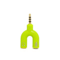 3.5mm audio splitter adapter in six colour options showing gold-plated connections
