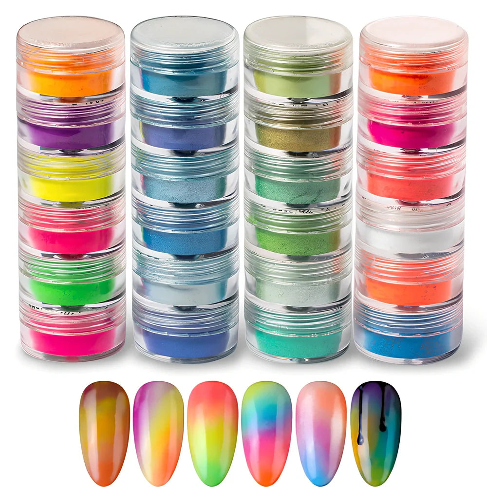 6-colour fluorescent pearl powder set, 1g glitter portions for firework blooming effects in crafts