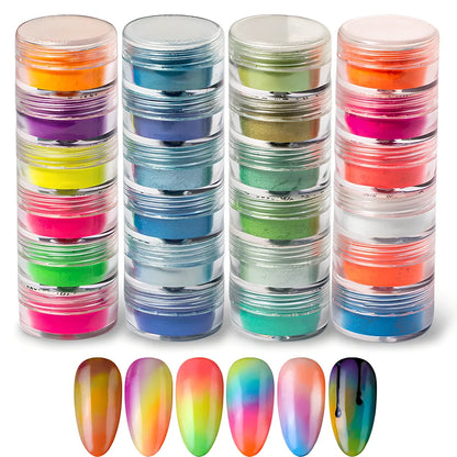6-colour fluorescent pearl powder set, 1g glitter portions for firework blooming effects in crafts