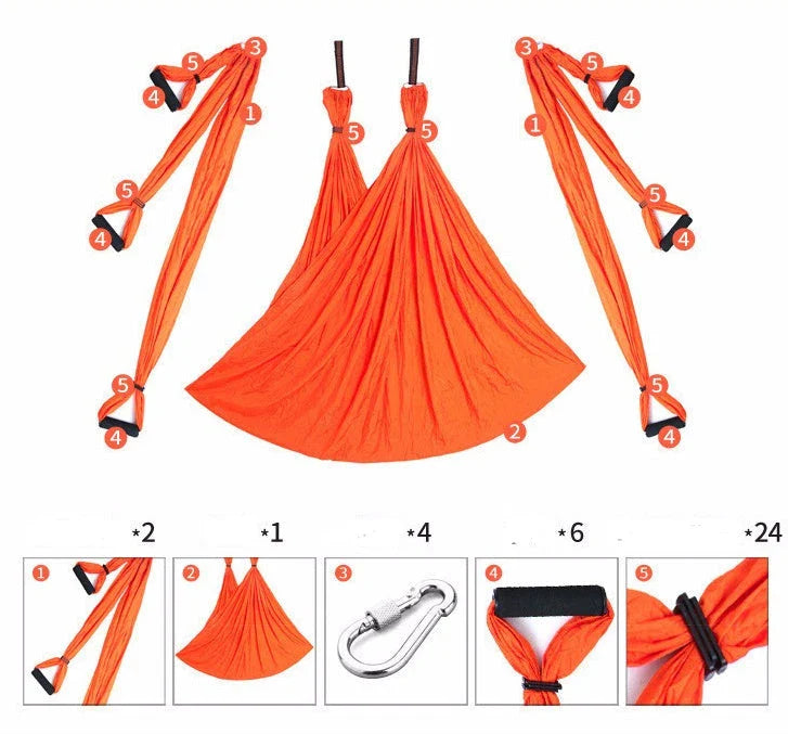 Anti-Gravity Yoga Hammock made of durable nylon fabric, available in a range of vibrant Kiwi-friendly colours