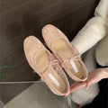 Flat lace mesh Mary Jane evening shoes in pink with breathable upper and 3-5 cm heel