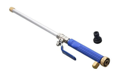High-pressure electric water gun in blue and silver for car and garden cleaning
