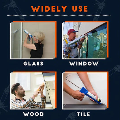 Stainless steel caulking nozzle applicator tool with 14 nozzles sized 5mm to 35mm for precise gap sealing