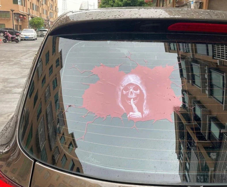 Reflective Halloween skull bumper sticker for car and home decor