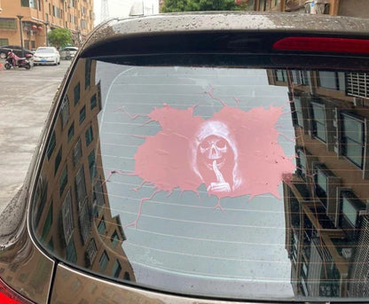 Reflective Halloween skull bumper sticker for car and home decor