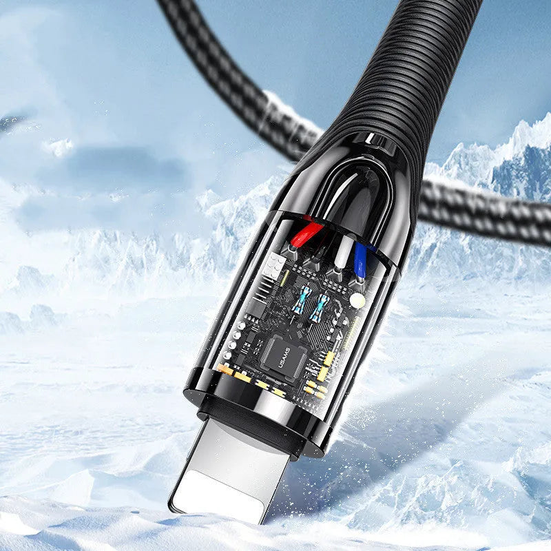 Black braided lightning cable with zinc alloy connector for iPhone with smart power off