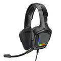 K20 RGB luminous wired gaming headset with microphone and cloth earmuffs.
