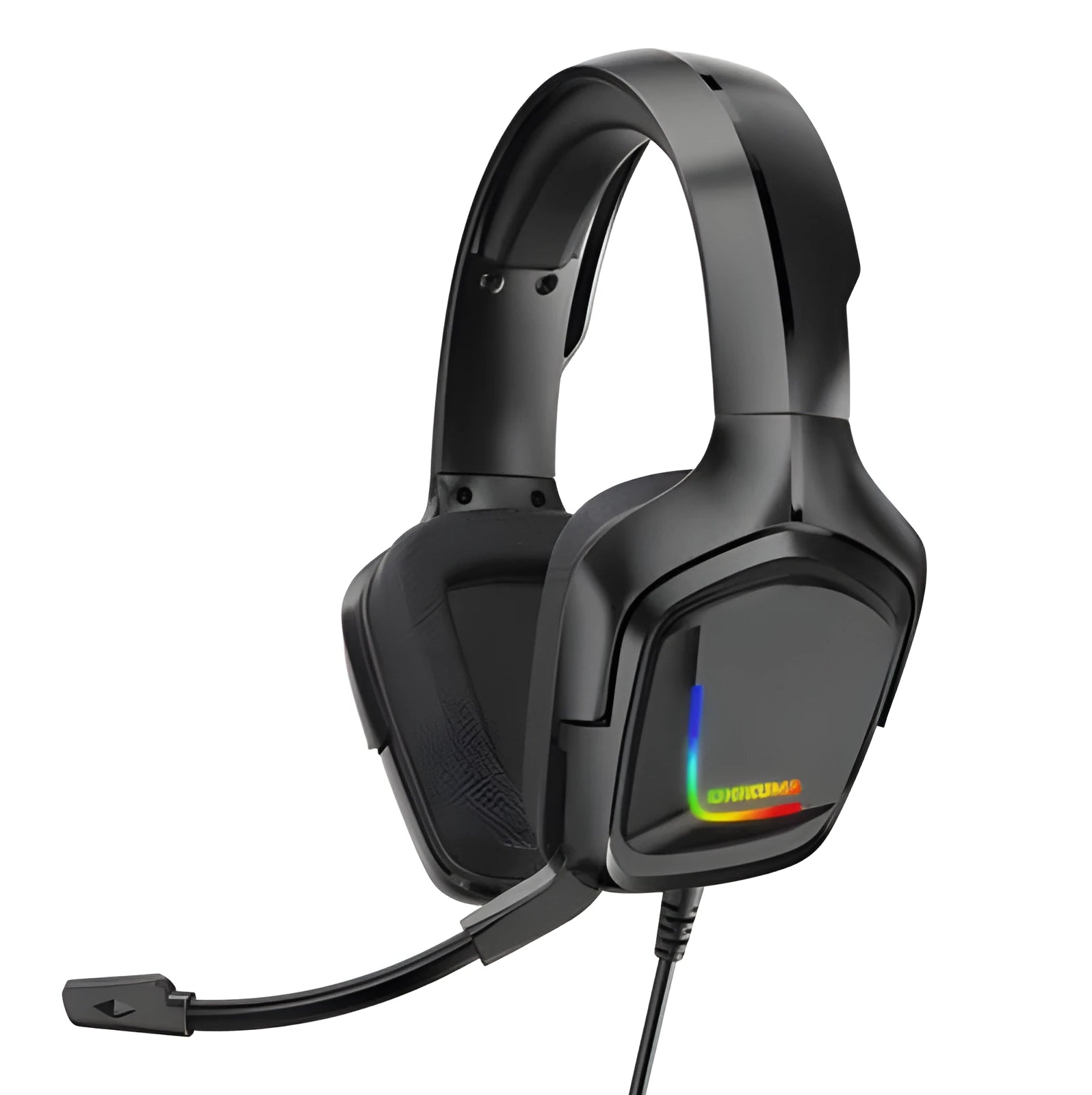 K20 RGB luminous wired gaming headset with microphone and cloth earmuffs.