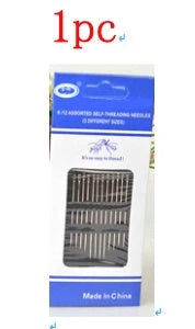 Dual-purpose blind sewing needle set for easy threading and sewing