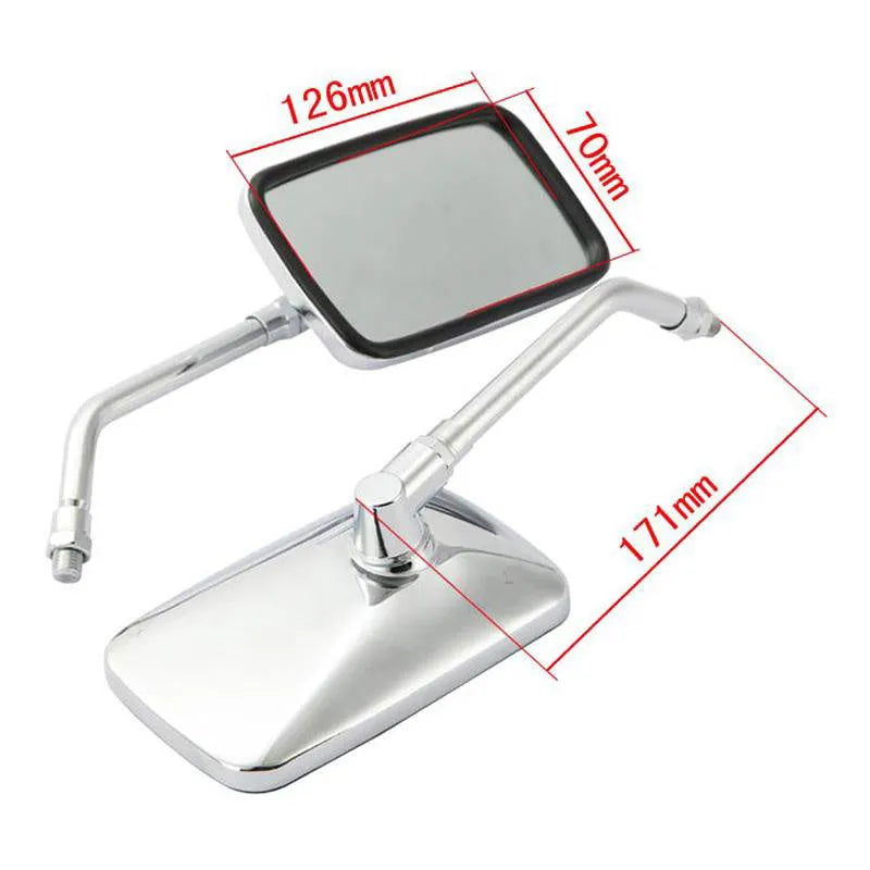 Silver all-metal motorcycle convex rearview mirror with electroplated finish
