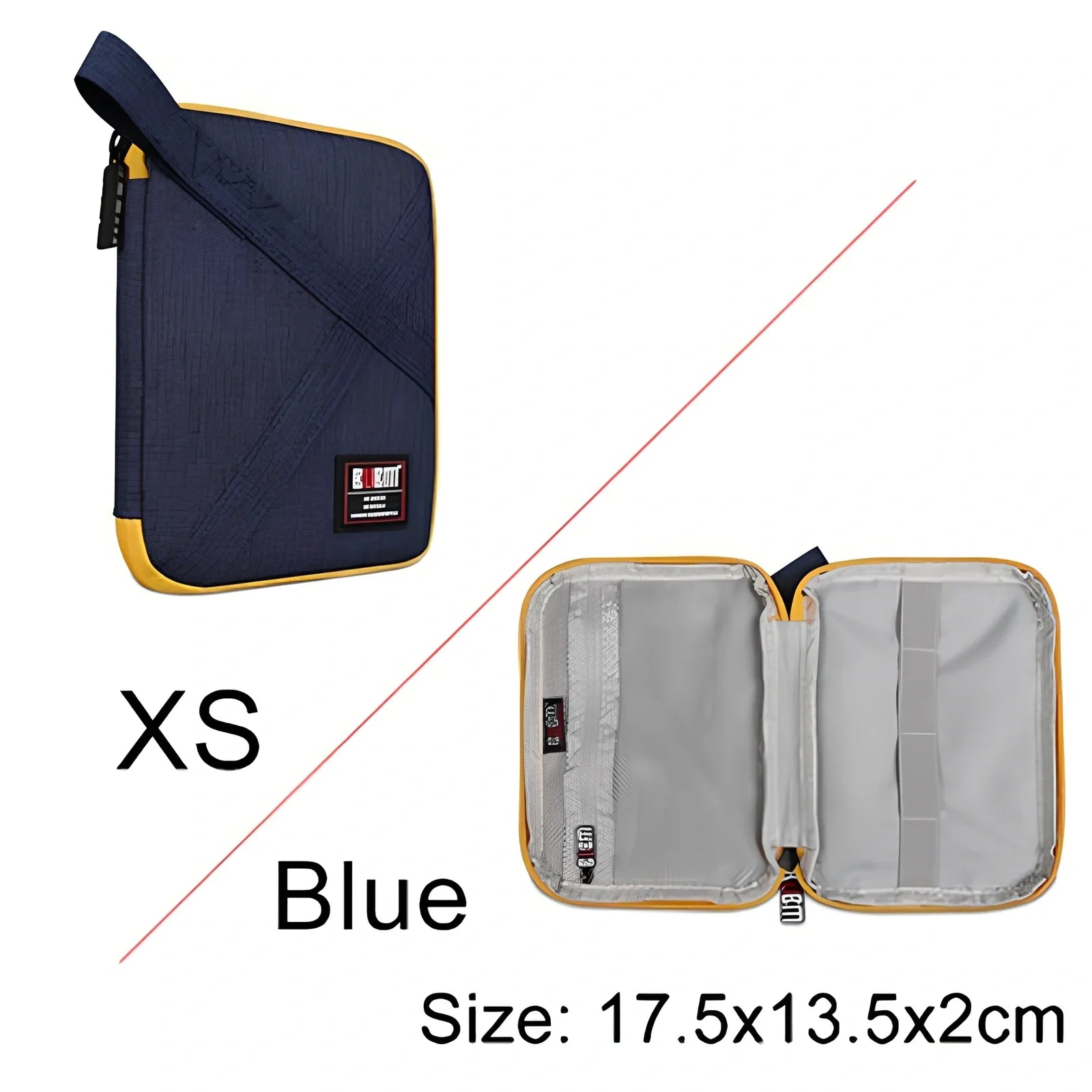 BUBM double-layer XL travel cable organizer in black, with compartments for USB, phone, charger, iPad cables, 25cm x 15cm x 10cm