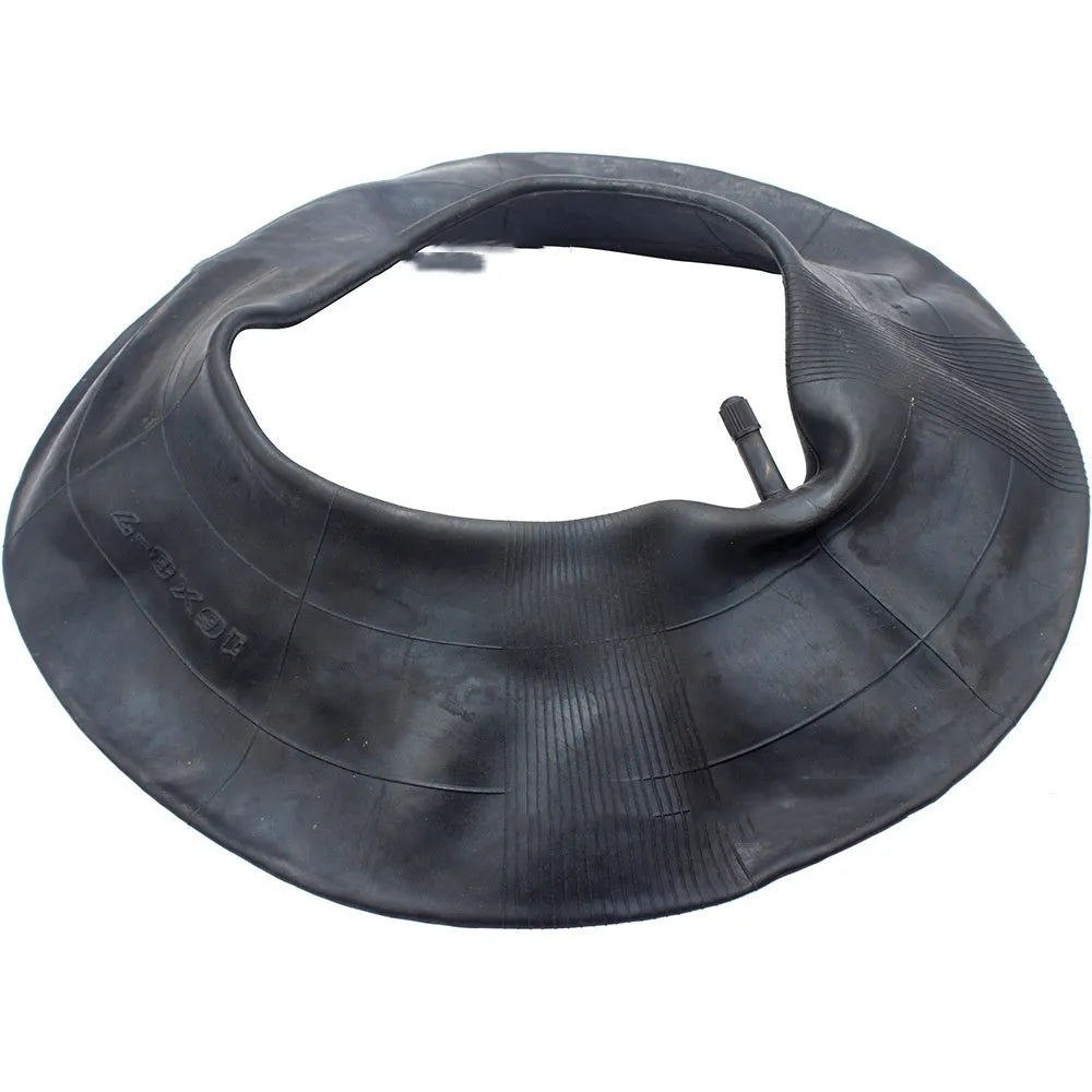 Set of two 16x8.00-7 black rubber inner tubes with TR13 straight valve stems and dust caps.