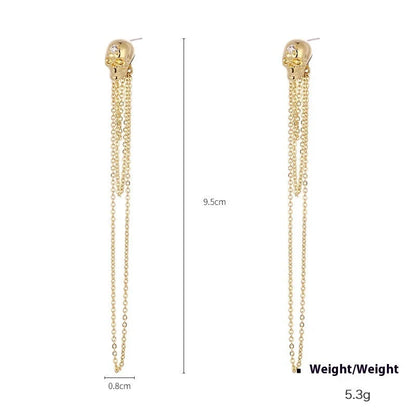 Punk Punk Skull Pendant Earrings with inlaid zircon in tassel, hoop, and retro door lock styles