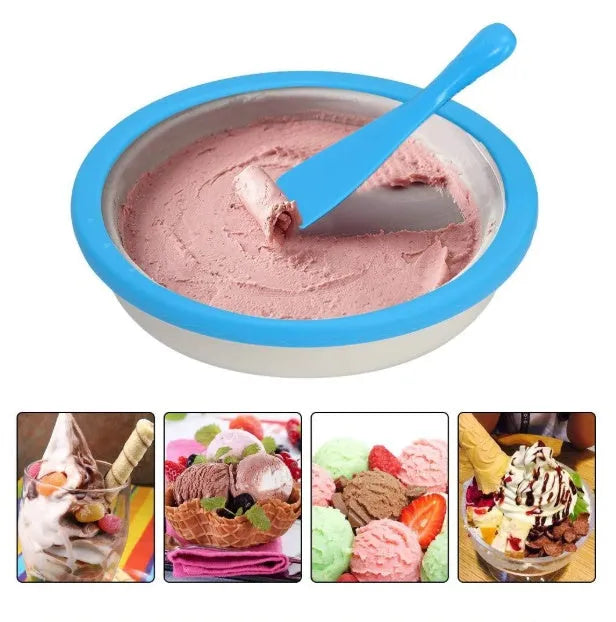 Hot Home Fried Yogurt Machine no electricity needed, 30x30x6.5cm, children food grade material, with shovels, blue colour
