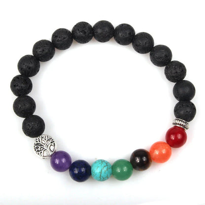 Handcrafted lava bead bracelet with seven chakra healing stones for balance and wellness