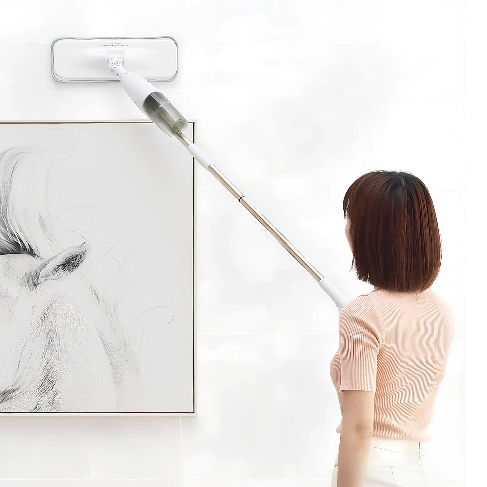 Xiaomi Deerma water spray floor mop with 360-degree rotation, 350ml reservoir, and 30cm microfibre head for efficient cleaning