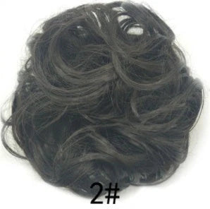 Synthetic wavy curly messy hair bun for women, 12cm diameter, high-temperature wire