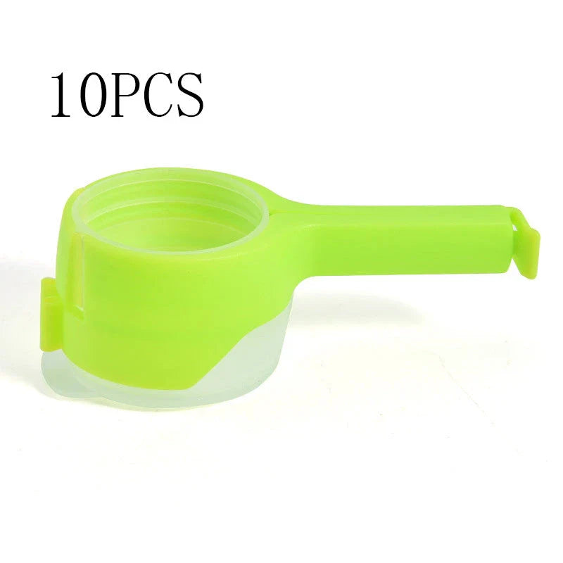 Versatile food clips in a range of colours, featuring airtight sealing and a convenient pour spout