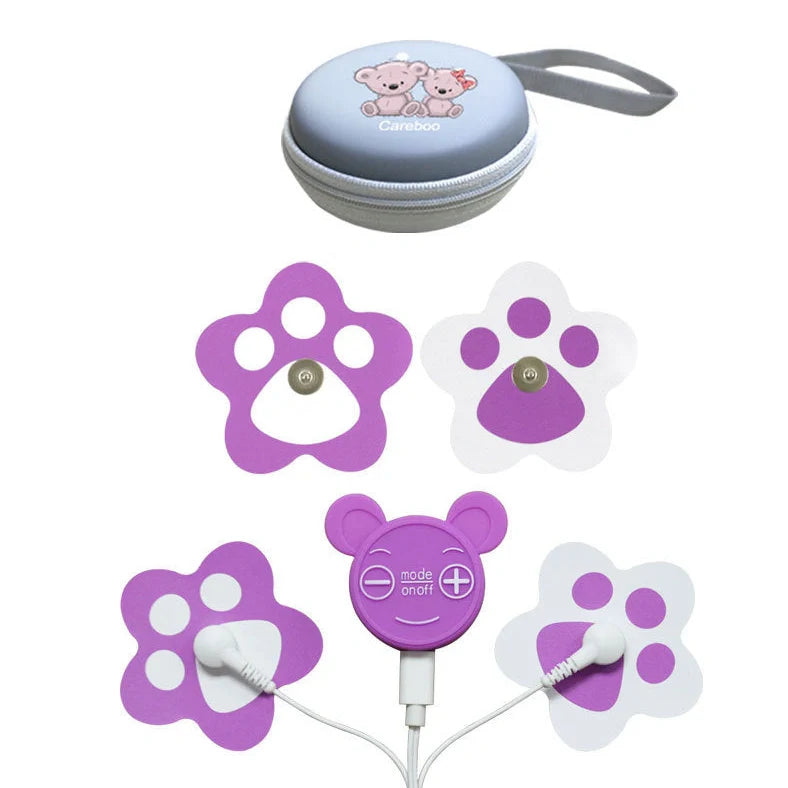 Compact menstrual pain relief device measuring 50x48x20mm with TENS technology
