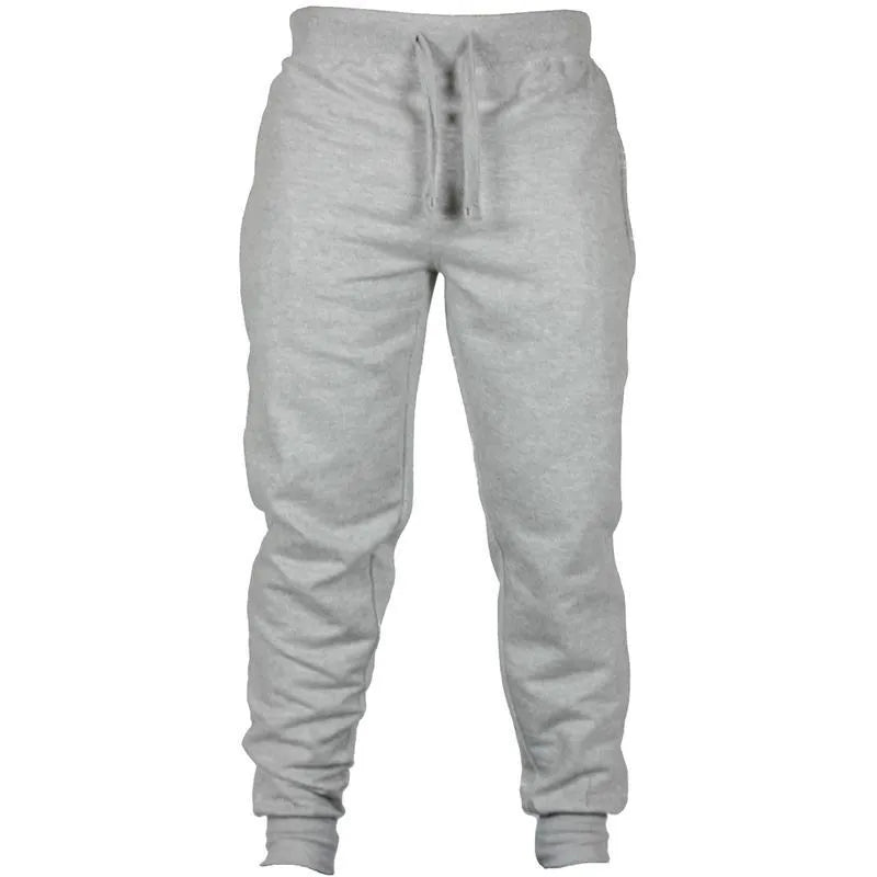 Men's black fleece casual pants with drawstring waist in loose fit pencil pant style