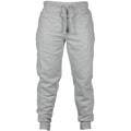 Men's black fleece casual pants with drawstring waist in loose fit pencil pant style