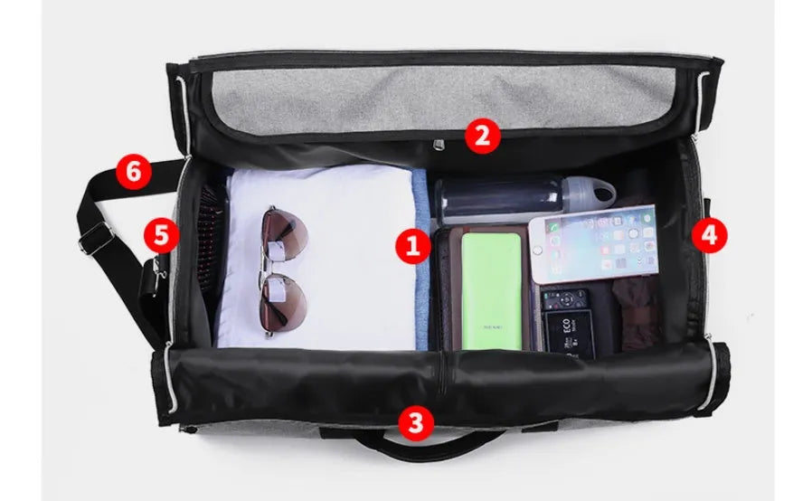 Medium cylinder travel bag in Oxford cloth with 36-55 litre capacity and internal zipper pocket