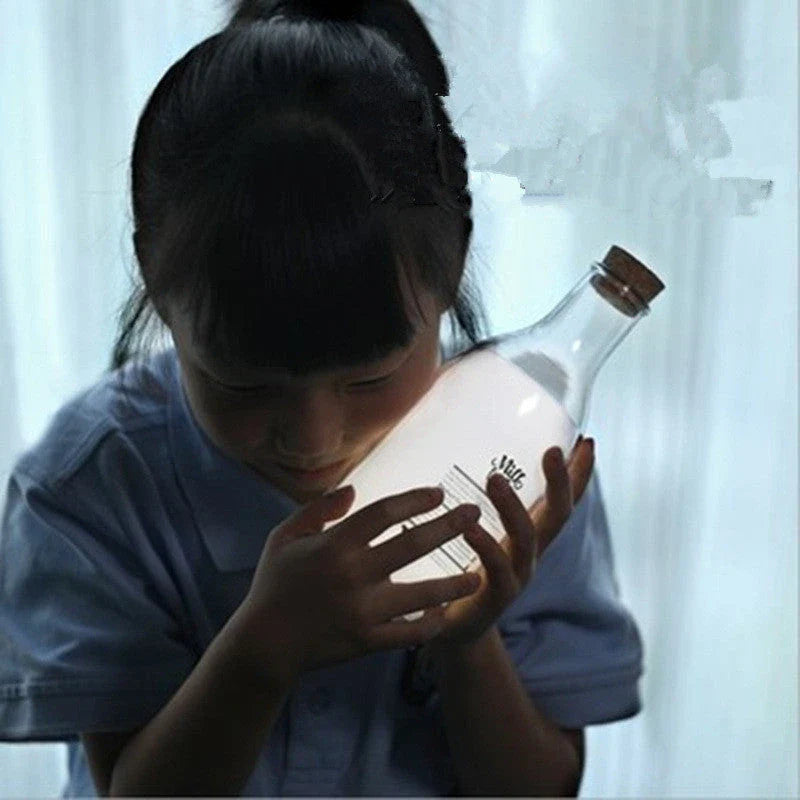 Milk bottle-shaped USB charging LED nightlight lamp in white