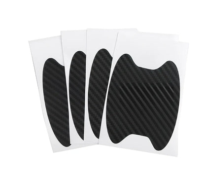4-piece black carbon fibre car door handle stickers, 8.5 cm x 6.8 cm, scratch protection for vehicles