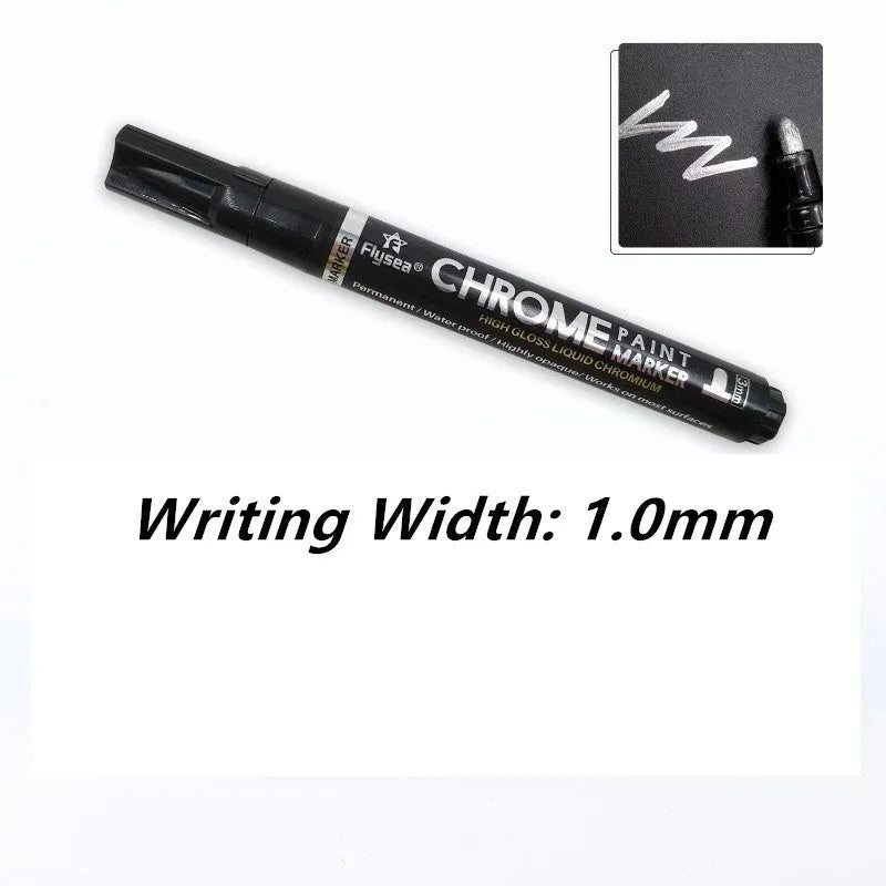 Chrome plated mirror pen with 3.0mm nib for reflective writing on glass, metal, and wood surfaces