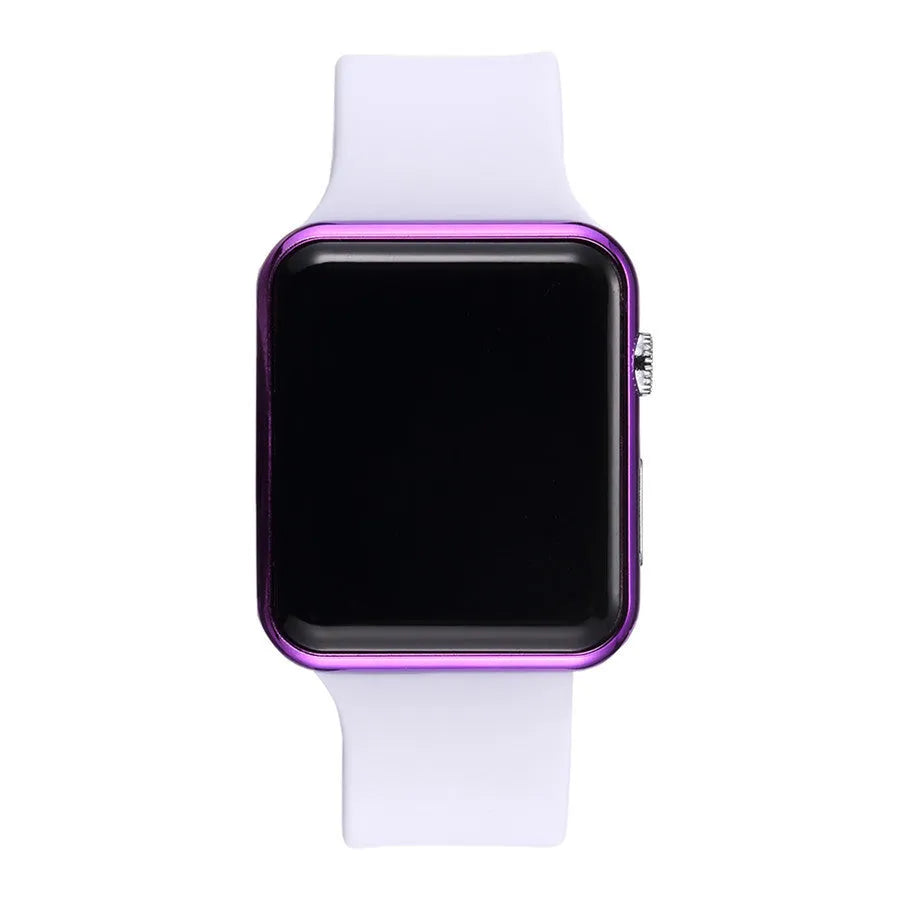 TIMARCO digital wrist watch with black LED round dial and silicone strap