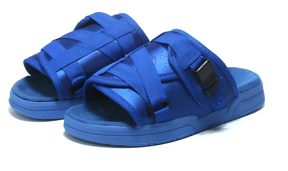 Mixed colour thick-bottom beach slippers with rubber outsole and cotton lining, sizes 35-45 for men and women