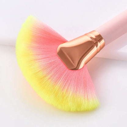 12-piece makeup brush set with pink wooden handles showing 10 different brush types for complete application