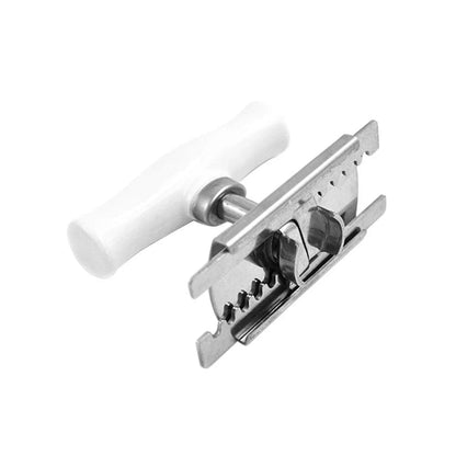 Adjustable stainless steel bottle opener with white PP handle