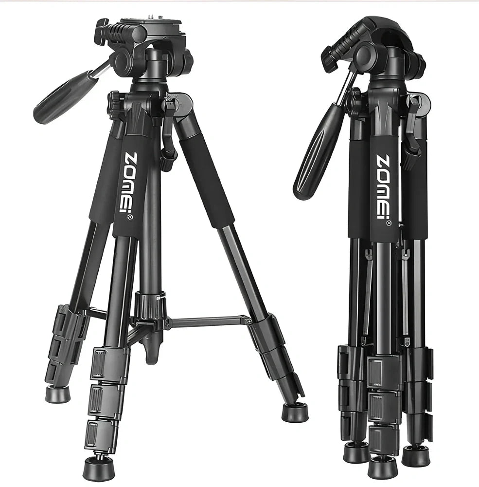 Zomei Z666 black aluminium tripod extended to 140cm with 3D pan head for 15kg SLR camera support