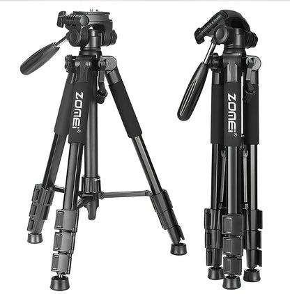 Zomei Z666 black aluminium tripod extended to 140cm with 3D pan head for 15kg SLR camera support