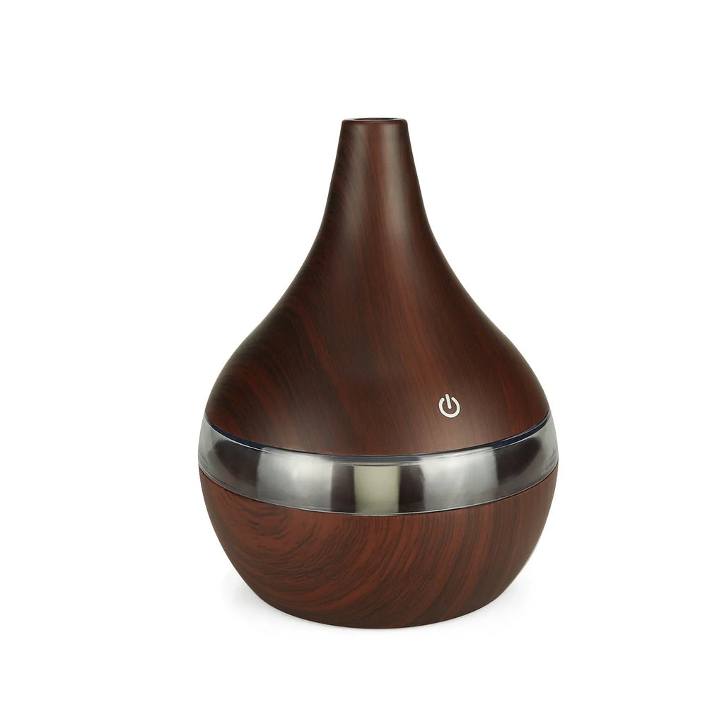 USB mini air purifier humidifier with wood grain finish and remote control