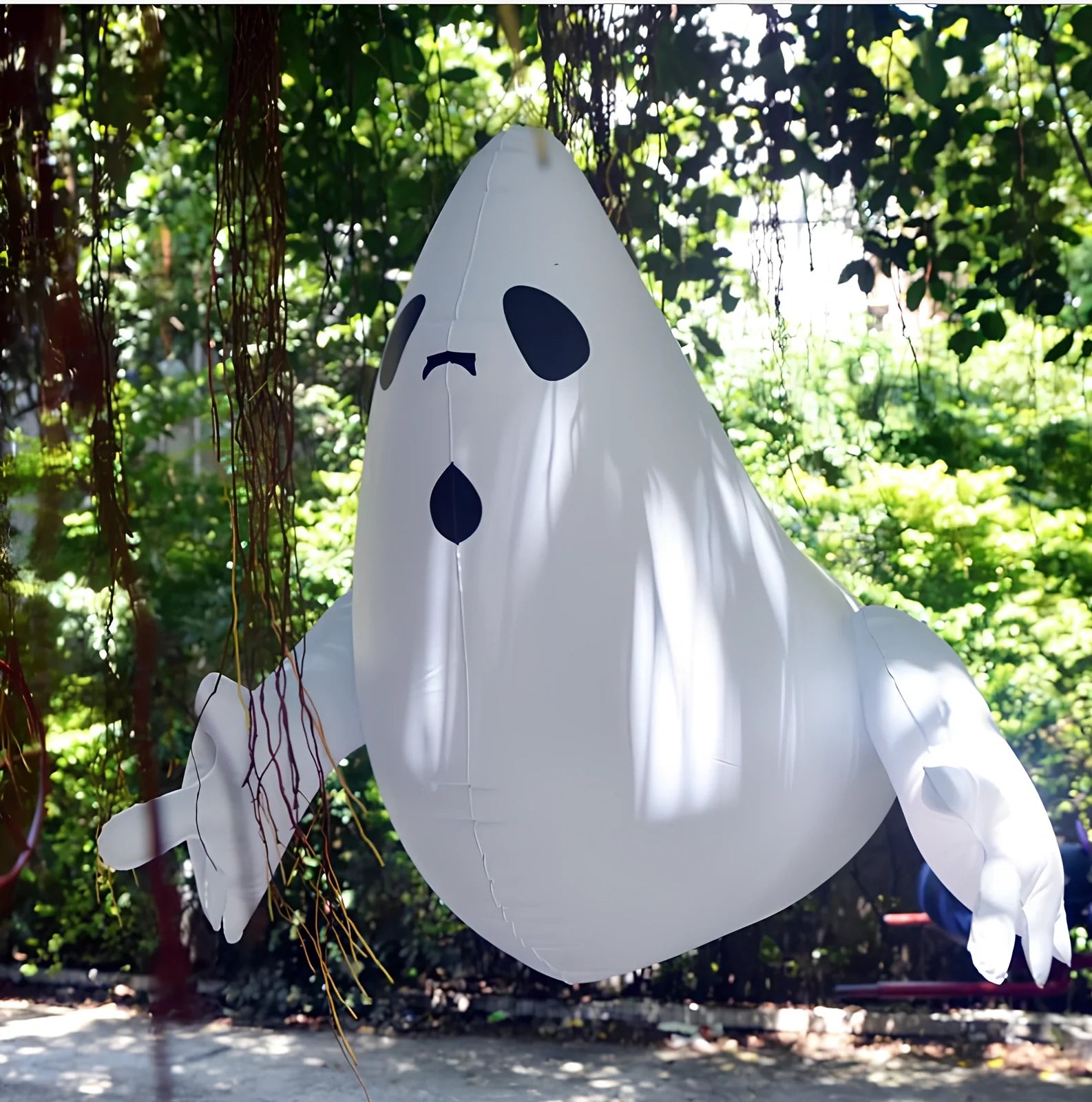 60cm orange inflatable pumpkin decoration with black spider attached for Halloween displays