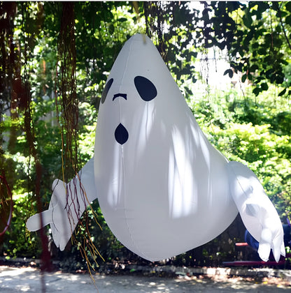 60cm orange inflatable pumpkin decoration with black spider attached for Halloween displays