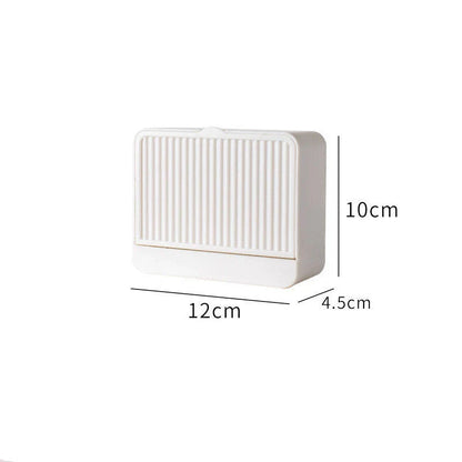 Wall mounted cosmetic storage box in white, grey, and khaki colours for bathroom organisation