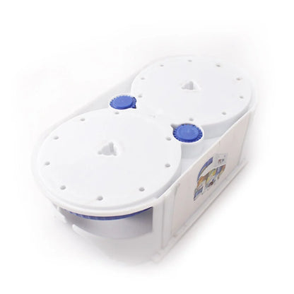 Double roller rotating storage box for kitchen and bathroom organisation