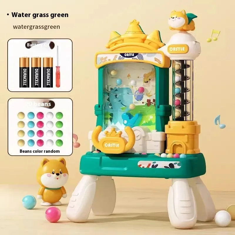 Children's desktop educational toys with beans, plastic, sound light rotation, pink green options, battery