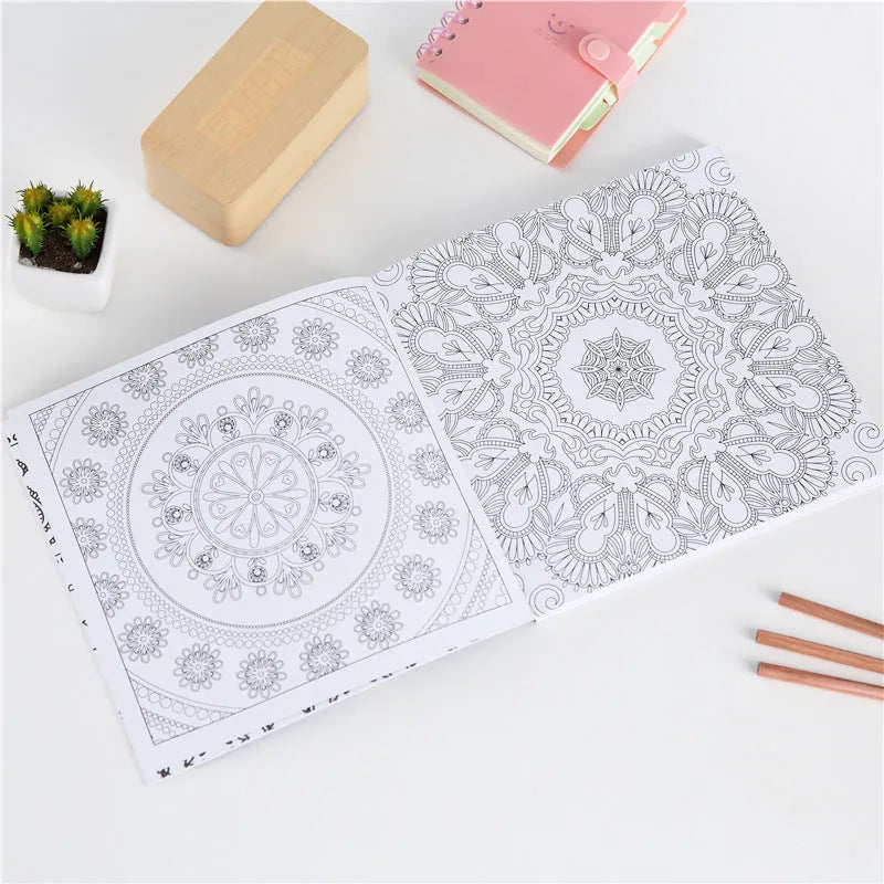Mandala colouring book 21x21cm 128 pages soft cover with intricate patterns