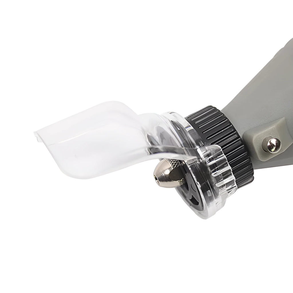 Transparent plastic horn safety cover for Delta electric grinding machine.